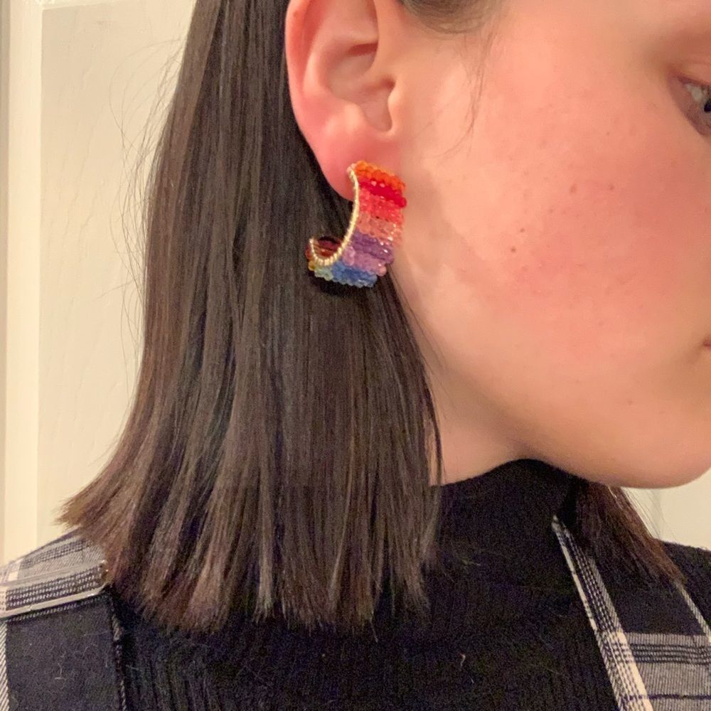 Free Press Pride Rainbow Bead Hoop Earrings